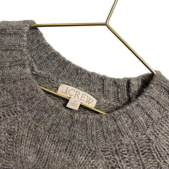 J. Crew Metallic Cable-Knit Sweater Heather Iron Metallic Wool Alpaca Size XS - Picture 3 of 8